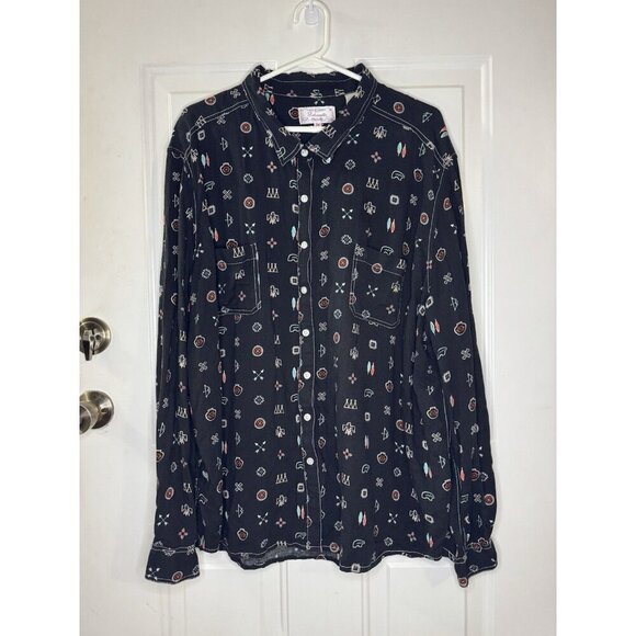 Panhandle Slim Tops - PANHANDLE Button Up Tunic Shirt Western Aztec Cowboy Rodeo Indian Soft Light 3X